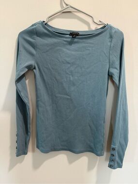 Ann Taylor Light Blueish Green Boatneck Long Sleeve Top
